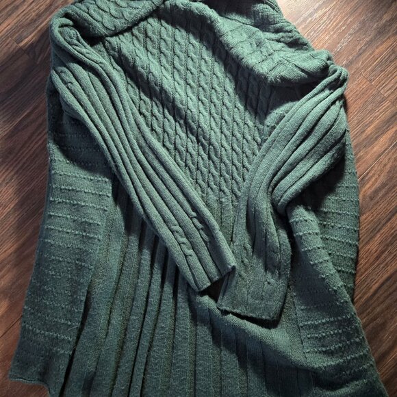 BRIGGS 100% Acrylic Forest Green Cozy Cable Knit Cardigan Sweater SIZE L - Picture 4 of 5